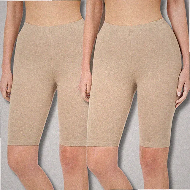 2 Pk / 3 Pk Women's Lightweight Soft Cotton Biker Bike Shorts 18" Short Leggings