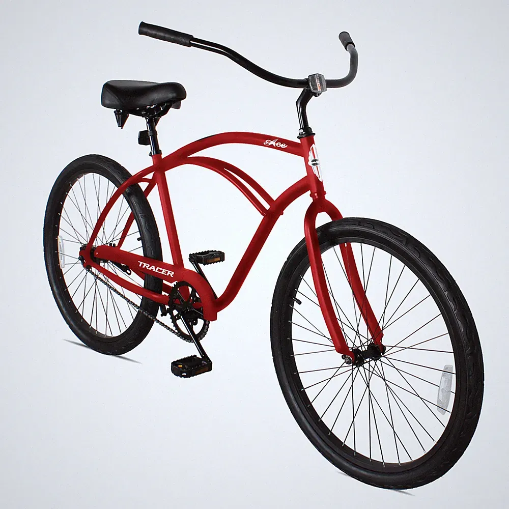 26'' Mens Bike Beach Cruise Bicycle Single Speed Red Coaster Brake City Commute