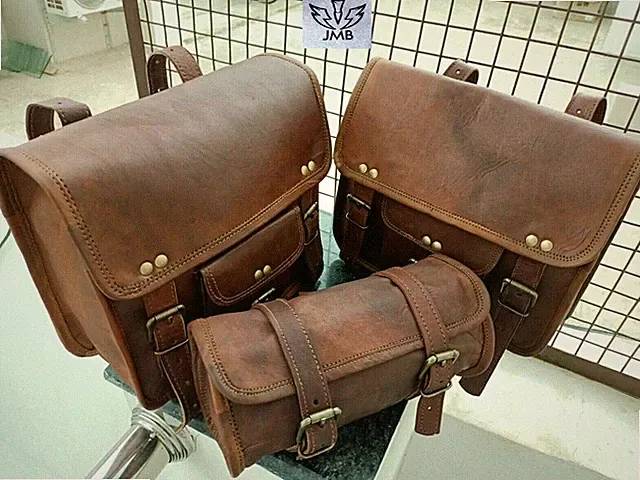 Best Bicycle Saddle Bags 3 Side Pouch Brown Leather Panniers Three Side Bags
