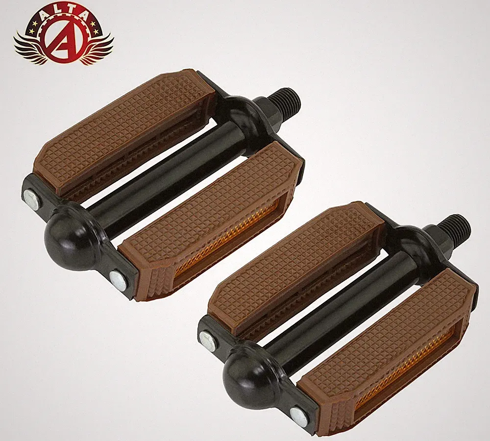 BICYCLE BLOCK PVC PEDALS 507 IN COMPATIBLE WITH 1/2 CRANK BROWN/BLACK