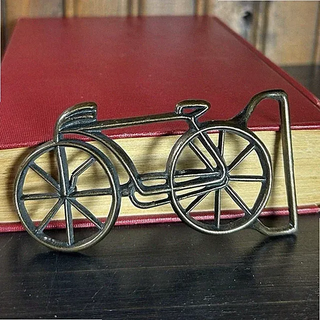 Bronze Tone Metal- Belt Buckle Only- Bicycle- Retro Quirky- 4x2" - Preowned OS