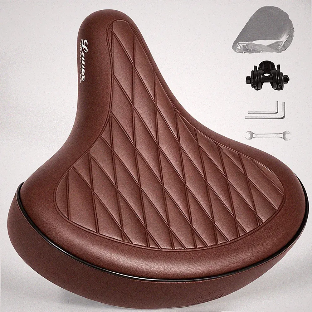 Brown Beach Cruiser Bike Seat, Extra Wide Comfortable Bicycle Cruiser Saddle...
