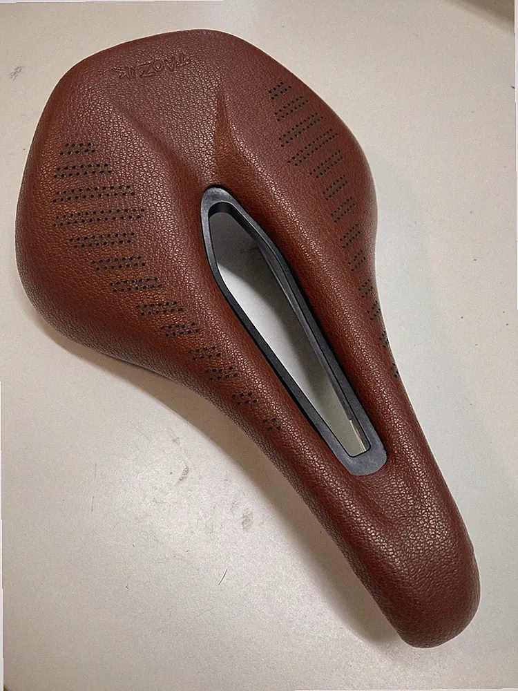 Brown leather saddle 160mm x 250mm road gravel mountain bike seat power short