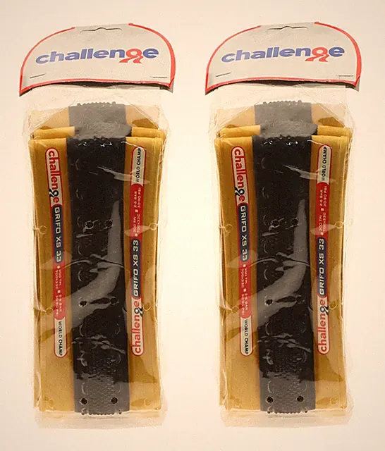 Challenge Grifo XS Clincher Tires 700 x 33c PAIR Black/Brown Cyclocross NEW NOS