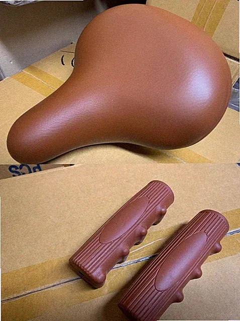 COMBO: BEACH CRUISER BIKE SEAT GRIPS BROWN SOFT