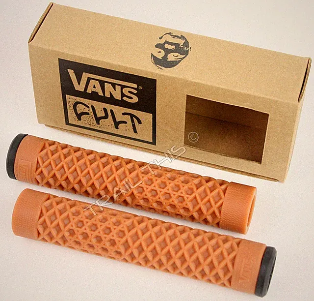 Cult Vans Gum Flangeless Grips BMX Bike / Scooter Waffle Pattern - Brown/Tan