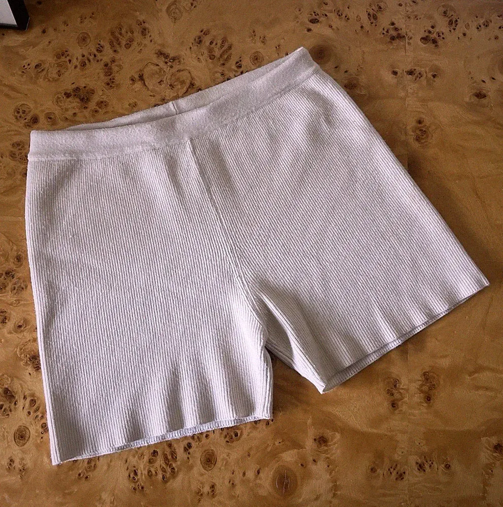 Jacquemus Beige Rib Knit Bike Shorts High Rise Slim Stretch Pull On Size 36