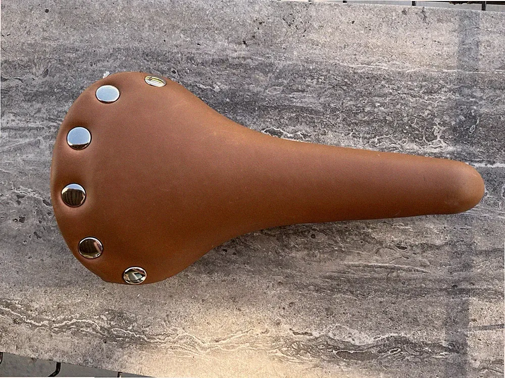 Leather Bicycle Saddle Seat Brown Steel Rails Universal Fit Unisex Adults