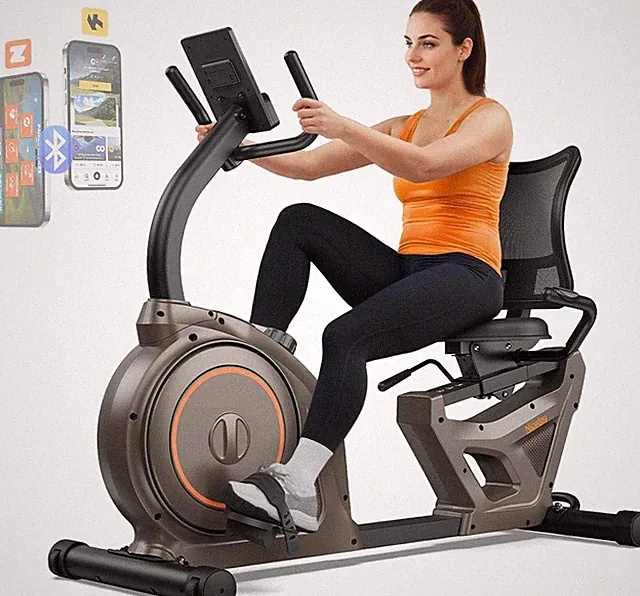 Magnetic Recumbent Exercise Bike for Home, 400LBS, Smart APP & LCD Monitor