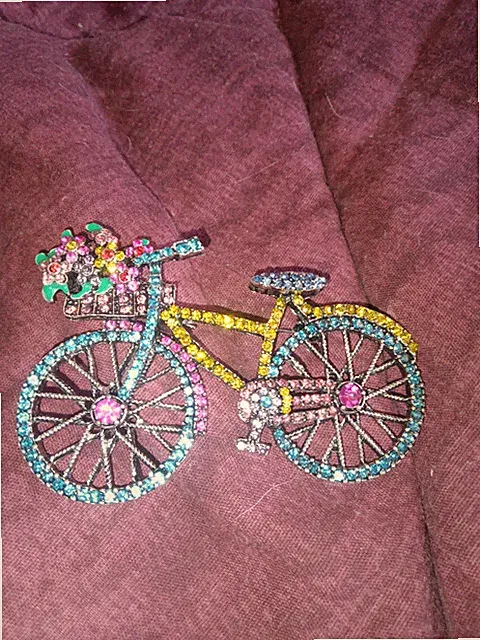 Magnificent Multi-colored Rhinestone Bicycle Pin