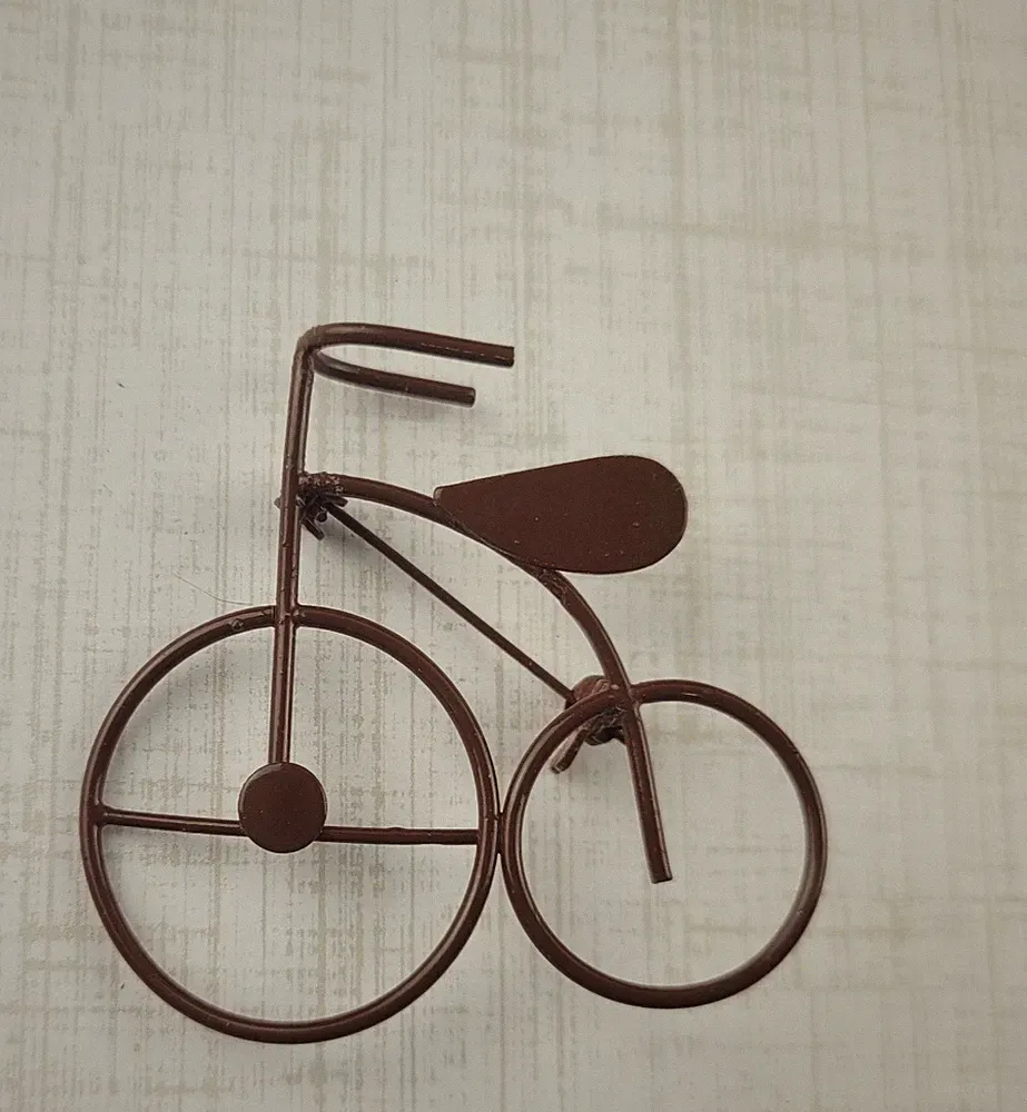 Metal Enamel Bicycle Brooch Brown Thin Metal 2"