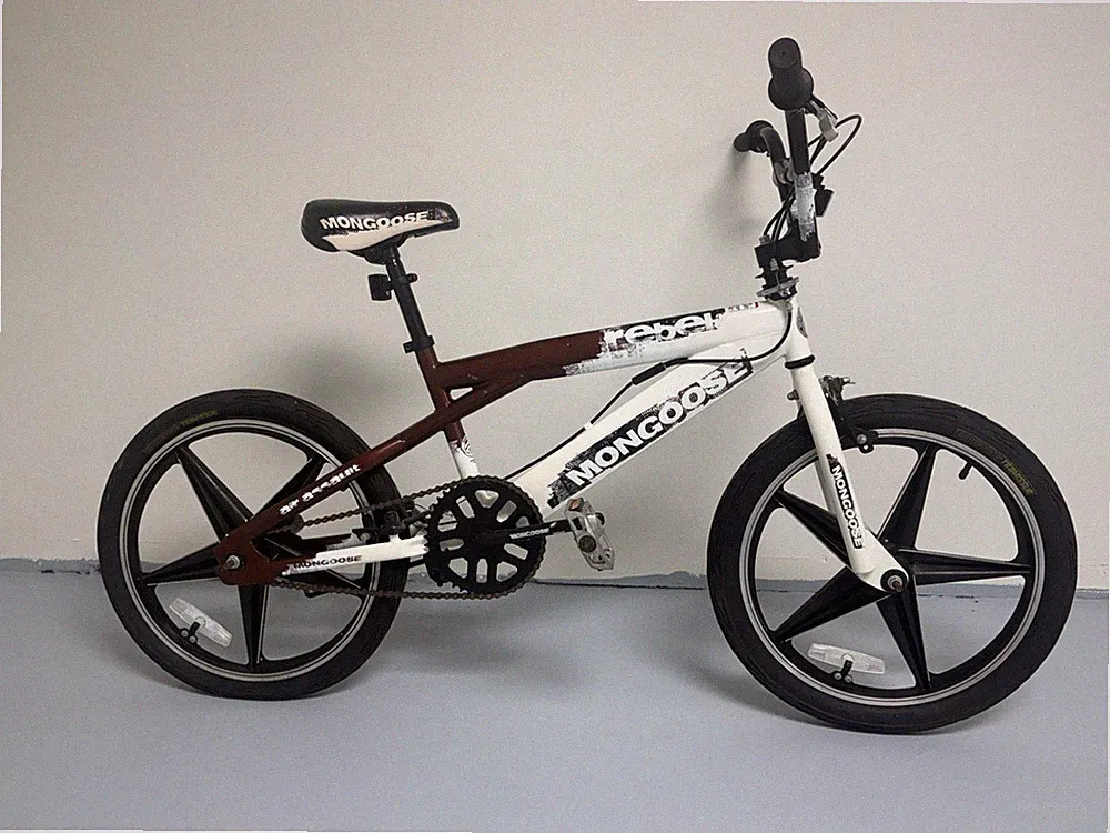 MONGOOSE REBEL AIR ASSAULT BMX BROWN AND WHITE BICYCLE 20" TIRES