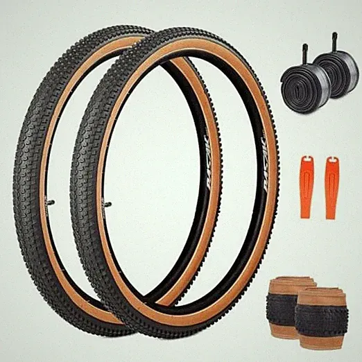 Mountain Bike Tire 27.5 x 2.125 inch Brown Wall - 2 Tires 2 Inner Tubes