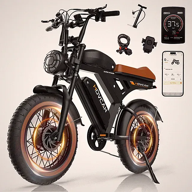 MOVCAN Electric Bike 48V 40Ah 37.5MPH 20" Fat Tire Full Suspension for Adults