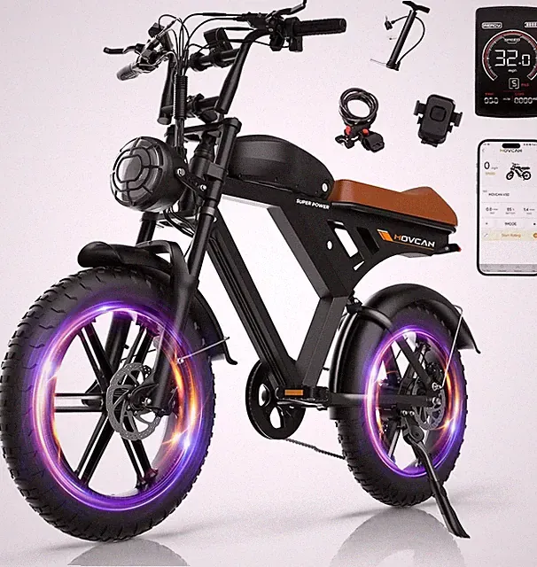 MOVCAN V30 Electric Bike 28mph 1000W 48V 15.6Ah 40Miles 20" Fat Tire for Adults