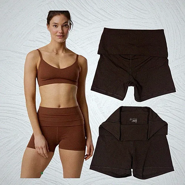 OFFLINE by Aerie Real Me XTRA Foldover 3" Bike Shorts - Dark Brown, Size S