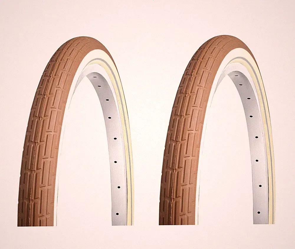 Pair of DELI TIRE 26x2.35, Folding Bead, Beach Cruiser Bike Fat Tires Tan Brown