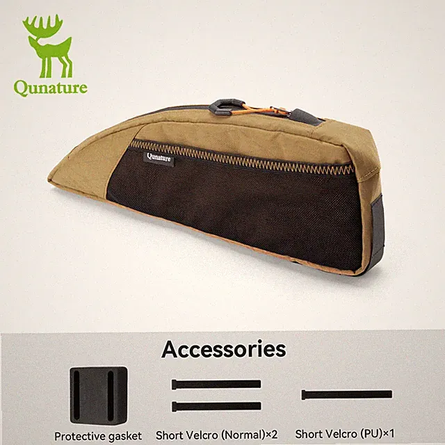 Qunature Bike Top Tube Bag,Front Frame Triangle Bag w/Outer Pocket,Bikepacking