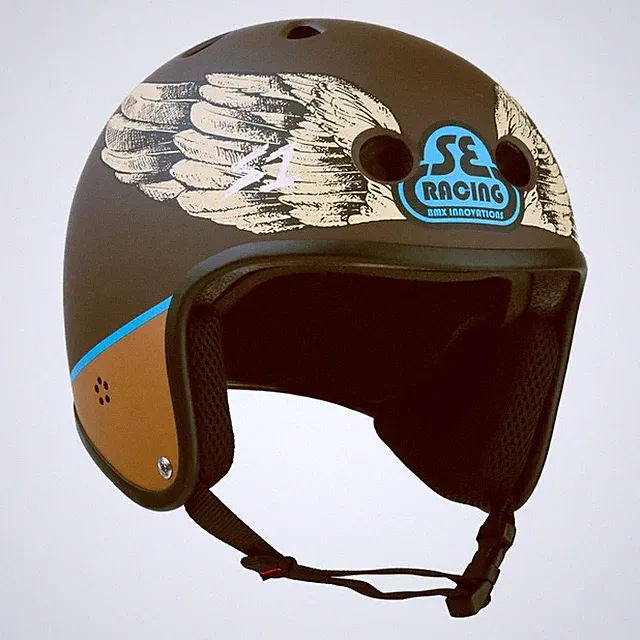 SE x S1 Wings Full Cut RetroBMX Bike Life Helmet - Retro Lifer Brown - Large