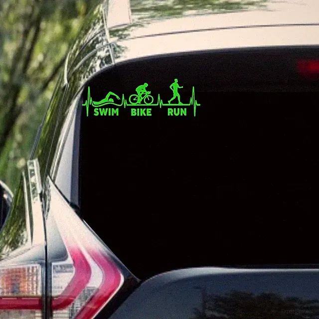 Swim Bike Run Triathlon Heartbeat Lifeline Decal-Choose Your Color and Size
