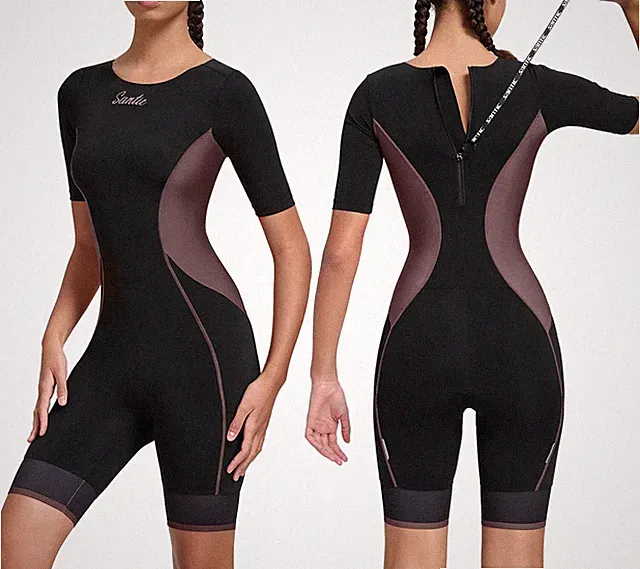 Triathlon Suit for Women Short Sleeve Padded Trisuit Quick-Dry for Swim Bike...